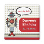 Retro Robot Cartoon Custom Save TheDate Magnet