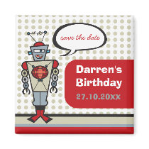 Retro Robot Cartoon Custom Save TheDate Magnet