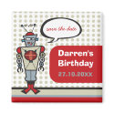 Retro Robot Cartoon Custom Save TheDate Magnet by fatfatin_mini_me Retro Robot Cartoon Custom Save TheDate Magnet