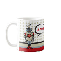 Retro Robot Cartoon Cute Fun Custom Gift Mug by fatfatin_mini_me Retro Robot Cartoon Cute Fun Custom Gift Mug
