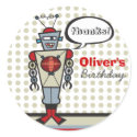 Retro Robot Custom Gift Favors Label Sticker by fatfatin_mini_me Retro Robot Custom Gift Favors Label Sticker