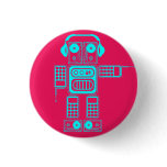Retro Robot (Hot Pink) Flair Button