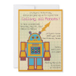 Retro Robot-kids birthday invitation -2