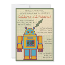 Retro Robot-kids birthday invitation -5