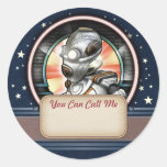 Retro Robot Name Tag Stickers