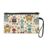 Retro Robots (Cream) Bagettes Bag Wristlet Clutches