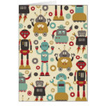 Retro Robots (Cream) Blank Note Card