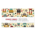 Retro Robots (Cream) Business Card business cards