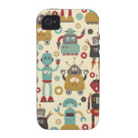 Retro Robots (Cream) iPhone 4 Case-Mate Tough
