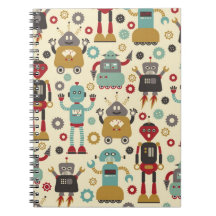 Retro Robots (Cream) Notebook