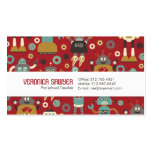 Retro Robots (Red) Business Card business cards