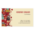 Retro Robots (Red-Cream) Biz Card business cards