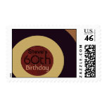 Retro rock n' roll birthday postage stamp