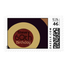 Retro rock n' roll birthday postage stamp