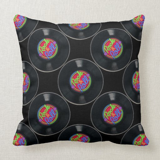 Retro Rock & Roll Vinyl Throw Pillow Zazzle