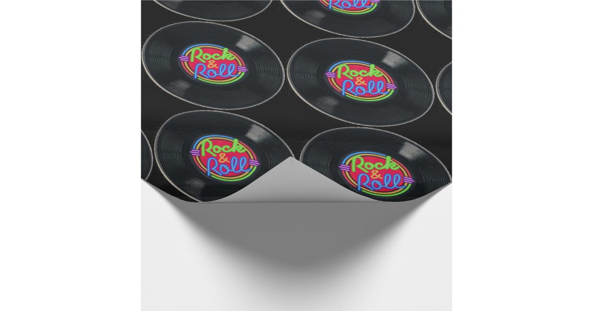 Retro Rock & Roll Vinyl Wrapping Paper Zazzle