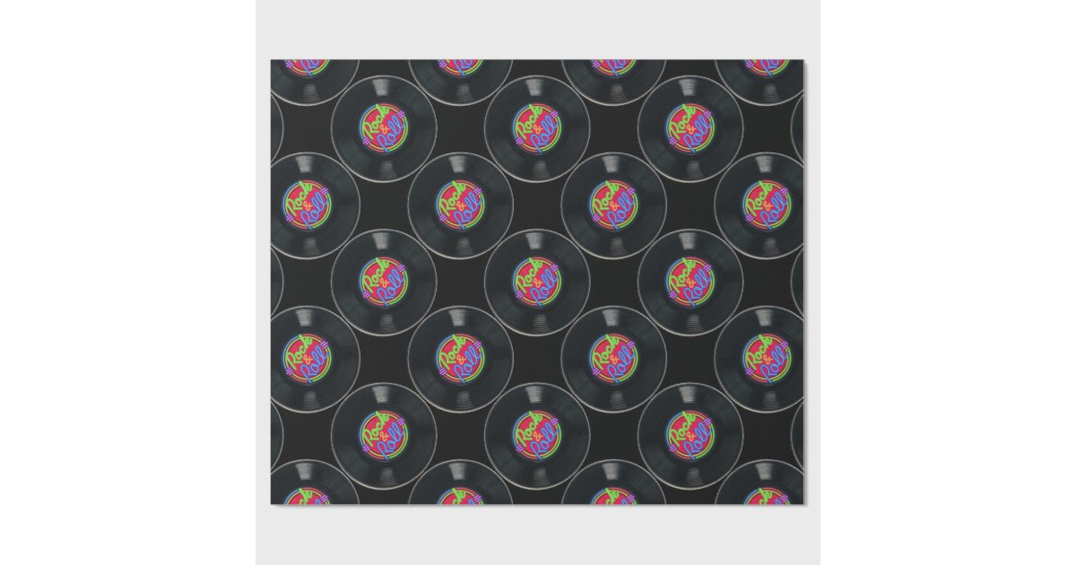 Retro Rock & Roll Vinyl Wrapping Paper Zazzle
