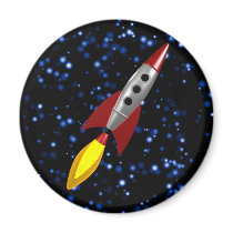 Retro Rocket 3d Refrigerator Magnet