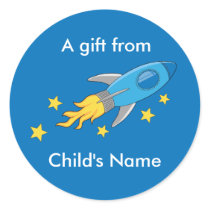 Retro Rocket Birthday Goodie Bag Labels stickers