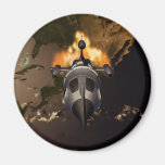 Retro Rocket Launch Magnet