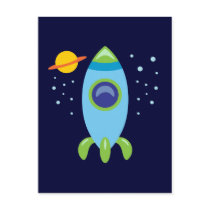 Retro Rocket Post Card
