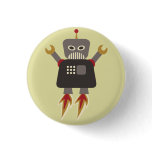 Retro Rocket Robot Flair Button buttons