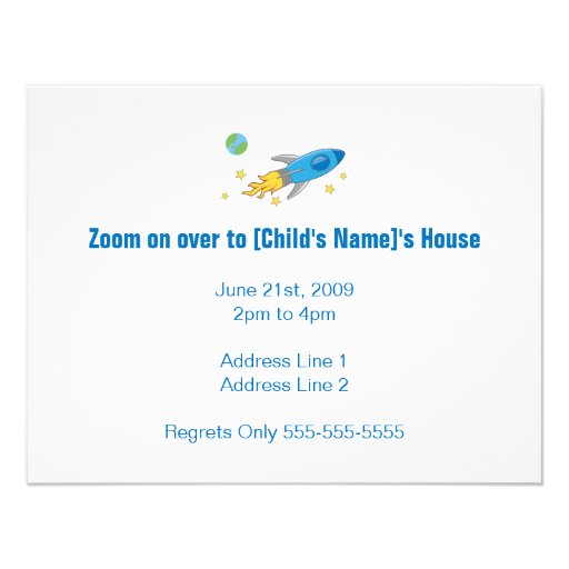 Retro Rocket Ship Birthday Invite