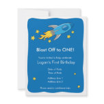 Retro Rocket Ship Blast Off Birthday Invitation