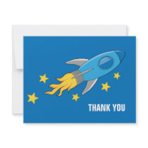 Retro Rocket Ship Thank You Card Personalized Invitation