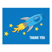Retro Rocket Ship Thank You Card Personalized Invitation