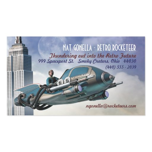 Retro Rocketeer Business Cards (front side)