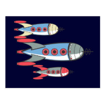 Retro Rockets Times Three Post Cards