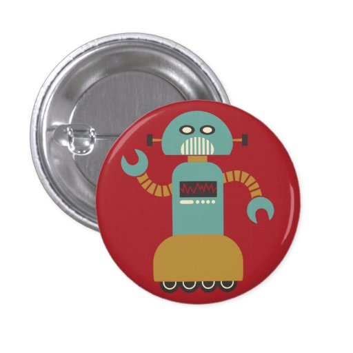 Retro Roller Robot Flair Button