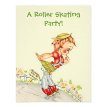 Retro Roller Skating Skater skate Party Invitation
