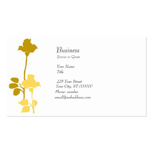 Retro Roses Profile Card Modern Golden Rose Business Card Templates (front side)