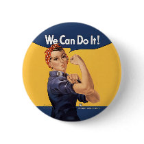 Retro Rosie We Can Do It Pinback Buttons