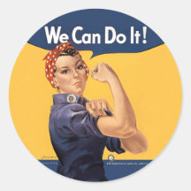 Retro Rosie We Can Do It Round Stickers