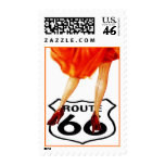 Retro Ruby Red Shoes Kicks On Route 66 Sign Stamp