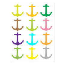 Retro sailors nautical anchor pattern postcard