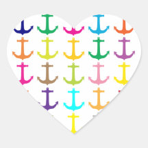 Retro sailors nautical anchor pattern heart sticker