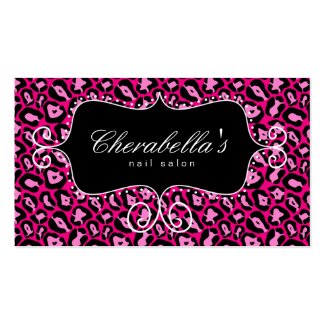 Retro Salon Spa Business Card Leopard Pink profilecard