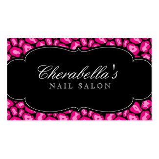 Retro Salon Spa Business Card Leopard Pink Bubble profilecard