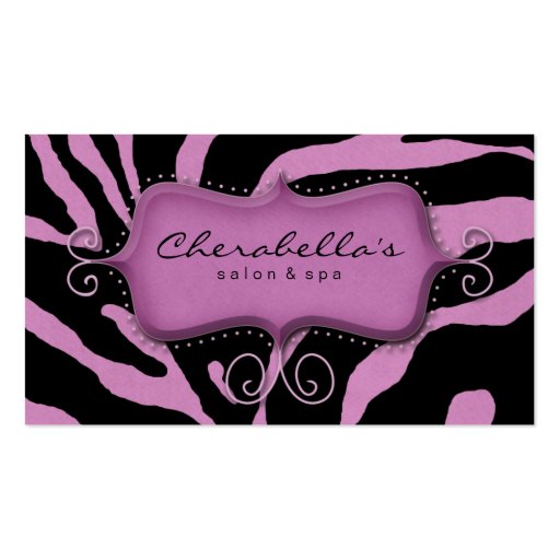 Retro Salon Spa Business Card Zebra Pink