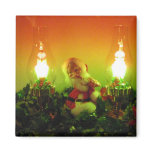 Retro Santa and Bubble Lights Refrigerator Magnets