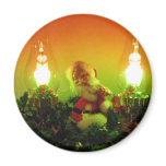Retro Santa and Bubble Lights Fridge Magnet