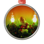Retro Santa and Bubble Lights Christmas Tree Ornaments