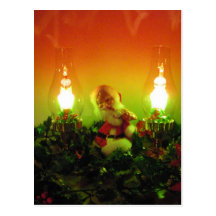 Retro Santa and Bubble Lights Post Cards
