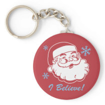 Retro Santa Believe Key Chain