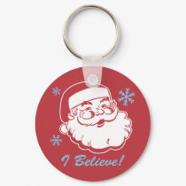 Retro Santa Believe keychains by pinkinkart Retro Santa Believe keychains