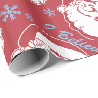 Retro Santa Believe Wrapping Paper